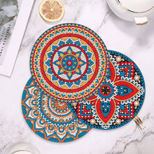 Load image into Gallery viewer, 4 PCS Acrylic Mandala Diamond Painted Placemats Round Placemat with Holder
