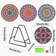 Load image into Gallery viewer, 4 PCS Acrylic Mandala Diamond Painted Placemats Round Placemat with Holder
