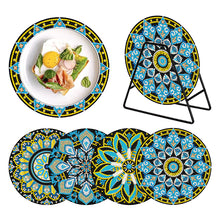 Load image into Gallery viewer, 4 PCS Acrylic Mandala Diamond Painted Placemats Round Placemat with Holder
