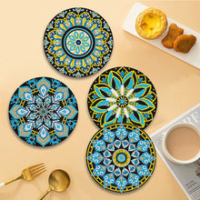 Load image into Gallery viewer, 4 PCS Acrylic Mandala Diamond Painted Placemats Round Placemat with Holder
