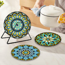 Load image into Gallery viewer, 4 PCS Acrylic Mandala Diamond Painted Placemats Round Placemat with Holder
