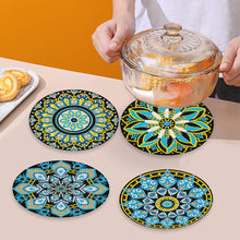 Load image into Gallery viewer, 4 PCS Acrylic Mandala Diamond Painted Placemats Round Placemat with Holder
