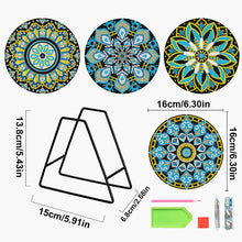 Load image into Gallery viewer, 4 PCS Acrylic Mandala Diamond Painted Placemats Round Placemat with Holder
