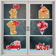 Load image into Gallery viewer, 6 Pcs Valentine Diamond Painting Sticker Gem Sticker for Boy Girls Gift (Bear)
