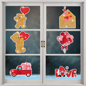 6 Pcs Valentine Diamond Painting Sticker Gem Sticker for Boy Girls Gift (Bear)