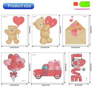 6 Pcs Valentine Diamond Painting Sticker Gem Sticker for Boy Girls Gift (Bear)