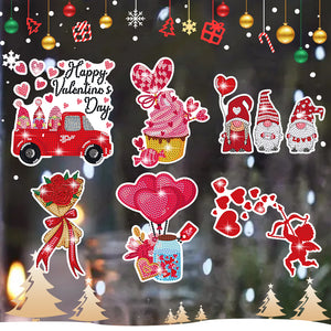 6 Pcs Valentine Diamond Painting Sticker Gem Sticker for Boy Girls Gift (Gnome)
