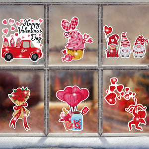 6 Pcs Valentine Diamond Painting Sticker Gem Sticker for Boy Girls Gift (Gnome)