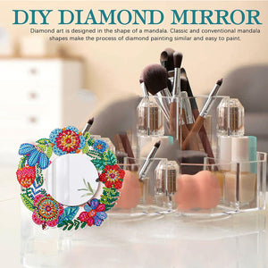 DIY Special Shaped Diamond Painting Mirror Wreath Art Rhinestone Makeup Mirror