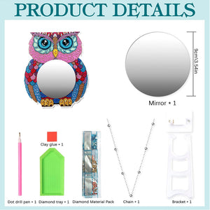 Owl DIY Special Shaped Diamond Painting Makeup Mirror Kit for Beginner Kid Adult