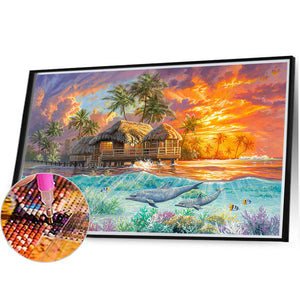 Tropical Seaside 40*30CM (canvas) Full Square Drill Diamond Painting