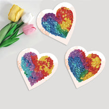 Load image into Gallery viewer, 6 Pcs Christmas Special Shape Diamond Painting Greeting Card Kit(Colorful Heart)
