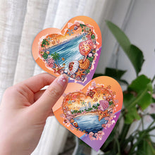 Load image into Gallery viewer, 6 Pcs Christmas Special Shape Diamond Painting Greeting Card Kit (Heart Sea)
