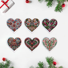 Load image into Gallery viewer, 6 Pcs Christmas Special Shape Diamond Painting Greeting Card Kit (Heart Flower)
