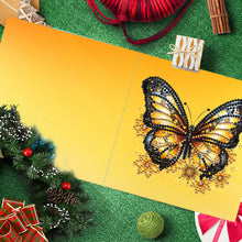 Load image into Gallery viewer, 6Pcs Christmas Butterfly Special Shape Diamond Painting Greeting Card (Yellow)
