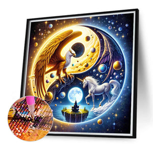 Yin Yang Diagram Eagle And Unicorn 40*40CM (canvas) Full Round Drill Diamond Painting