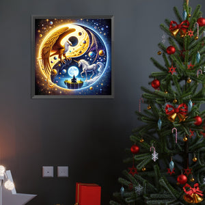 Yin Yang Diagram Eagle And Unicorn 40*40CM (canvas) Full Round Drill Diamond Painting