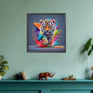 Colorful Little Tiger 30*30CM (canvas) Full Round Drill Diamond Painting