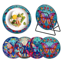 Load image into Gallery viewer, 4 Pcs Acrylic Diamond Painted Placemats Tableware Mat with Holder (Butterfly)
