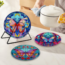 Load image into Gallery viewer, 4 Pcs Acrylic Diamond Painted Placemats Tableware Mat with Holder (Butterfly)
