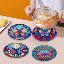 Load image into Gallery viewer, 4 Pcs Acrylic Diamond Painted Placemats Tableware Mat with Holder (Butterfly)
