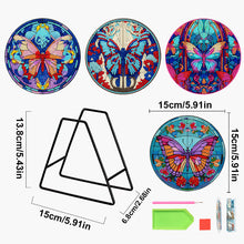 Load image into Gallery viewer, 4 Pcs Acrylic Diamond Painted Placemats Tableware Mat with Holder (Butterfly)
