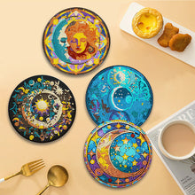 Load image into Gallery viewer, 4Pcs Acrylic Diamond Painted Placemats Tableware Mat with Holder(Moon and Stars)
