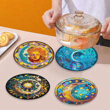 Load image into Gallery viewer, 4Pcs Acrylic Diamond Painted Placemats Tableware Mat with Holder(Moon and Stars)
