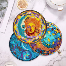 Load image into Gallery viewer, 4Pcs Acrylic Diamond Painted Placemats Tableware Mat with Holder(Moon and Stars)
