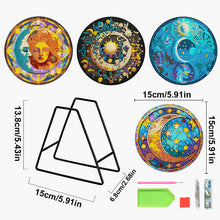 Load image into Gallery viewer, 4Pcs Acrylic Diamond Painted Placemats Tableware Mat with Holder(Moon and Stars)
