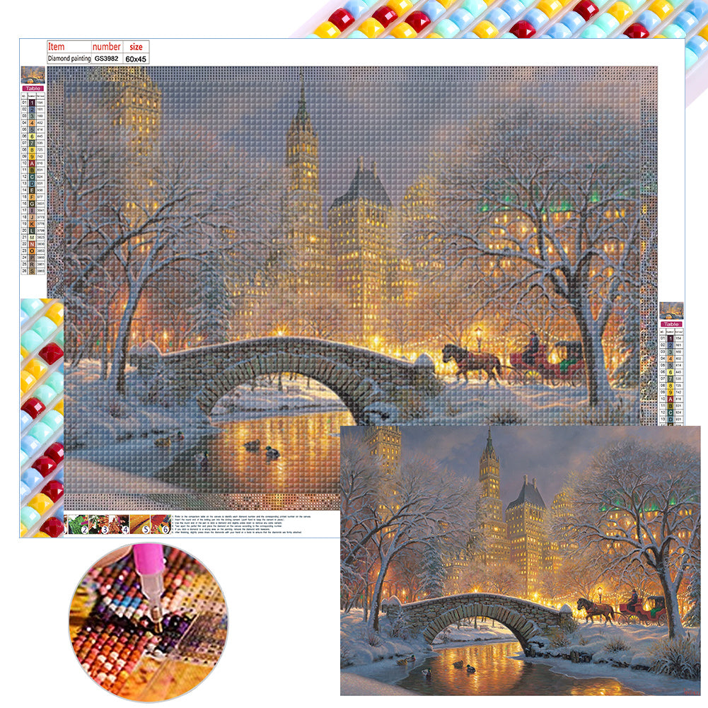 Snow Bridge 45*60CM (canvas) Full Square Drill Diamond Painting