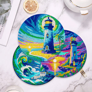 4 Pcs Acrylic Diamond Painted Placemats Eco-Friendly Placemat (Lighthouse)