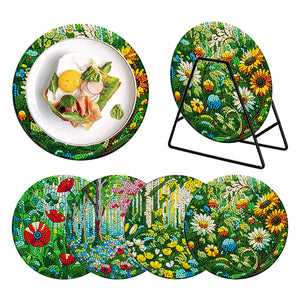 4 Pcs Acrylic Diamond Painted Placemats Eco-Friendly Placemat (Garden Flower)