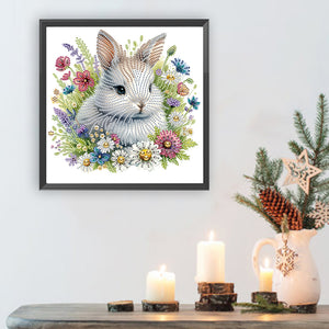 Garden Rabbit 30*30CM (canvas) Partial Special-Shaped Drill Diamond Painting