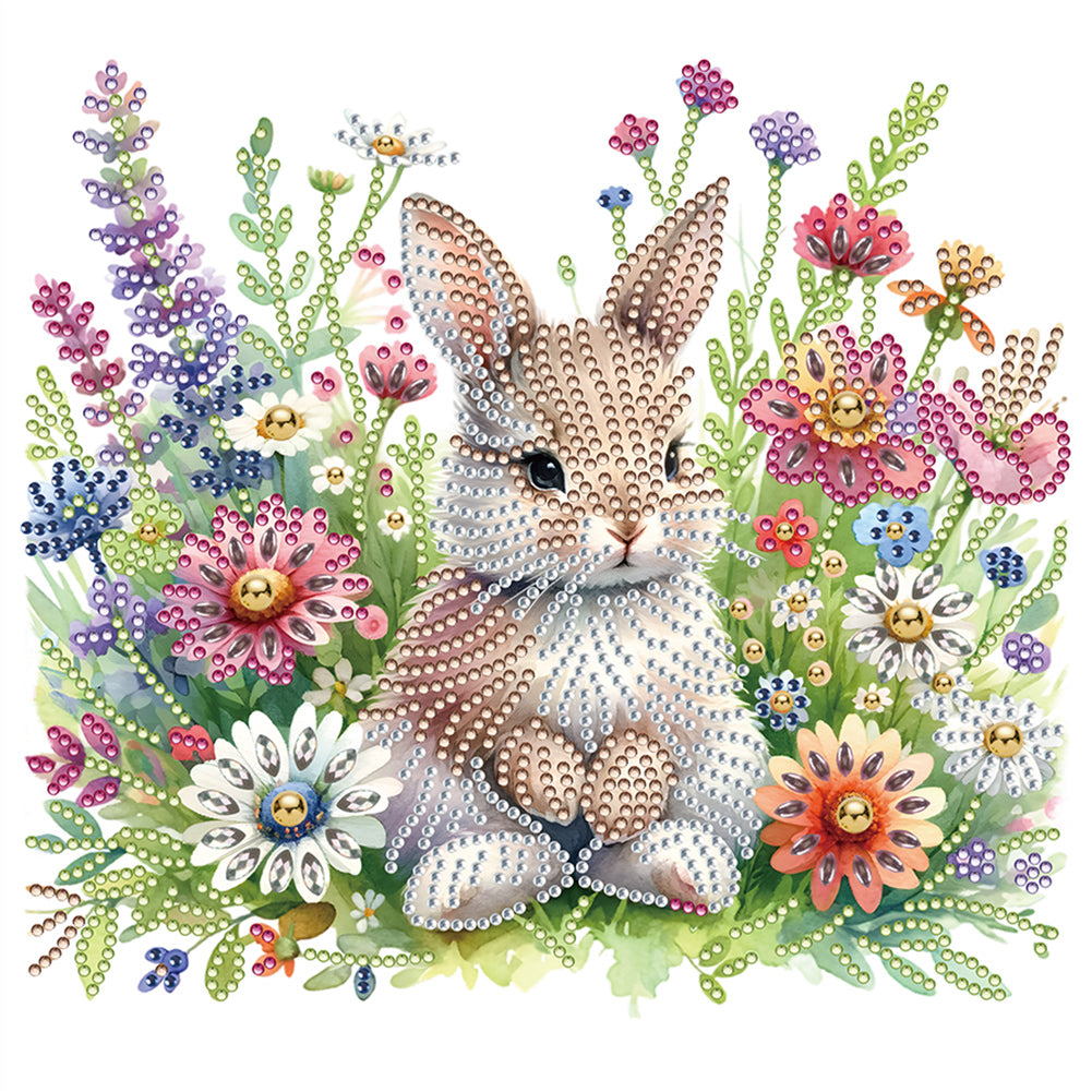 Garden Rabbit 30*30CM (canvas) Partial Special-Shaped Drill Diamond Painting