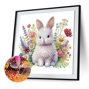 Garden Rabbit 30*30CM (canvas) Partial Special-Shaped Drill Diamond Painting