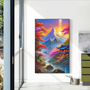 Beautiful Scenery Of Mountains And Rivers 40*60CM (canvas) Full Round Drill Diamond Painting