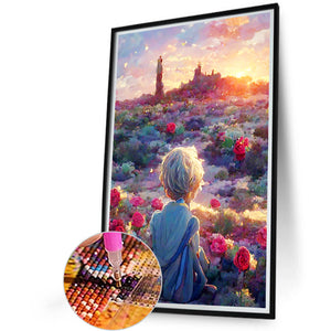 The Little Prince And The Sunset Rose 40*60CM (canvas) Full Round Drill Diamond Painting