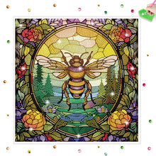 Load image into Gallery viewer, Diamond Painting Sticker Gem Sticker for Kid Gift 30x30cm (Stained Glass Bee)
