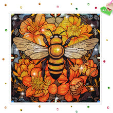 Load image into Gallery viewer, Diamond Painting Sticker Gem Sticker for Kid Gift30x30cm(Stain Glass Bee Flower)
