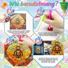 Load image into Gallery viewer, Diamond Painting Sticker Gem Sticker for Kid Gift 30x30cm (Stain Glass Bee Rose)
