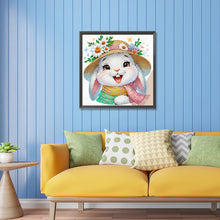 Load image into Gallery viewer, Little Rabbit With Flowers 30*30CM (canvas) Partial Special-Shaped Drill Diamond Painting
