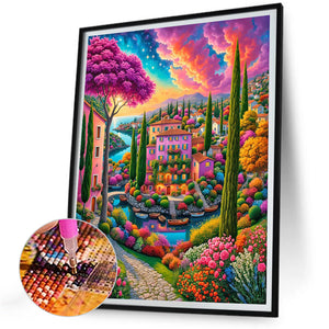 Garden House 30*40CM (canvas) Full Round Drill Diamond Painting