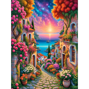 Garden House 30*40CM (canvas) Full Round Drill Diamond Painting