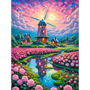 Garden House 30*40CM (canvas) Full Round Drill Diamond Painting