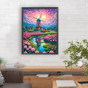 Garden House 30*40CM (canvas) Full Round Drill Diamond Painting