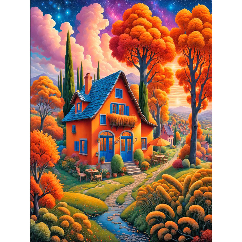 Garden House 30*40CM (canvas) Full Round Drill Diamond Painting