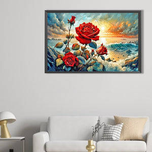 Coast Rose 60*40CM (canvas) Full Round Drill Diamond Painting