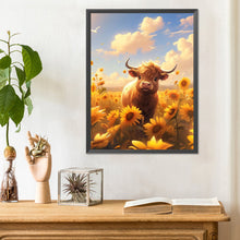 Load image into Gallery viewer, Cows In The Sunflower Field 30*40CM (canvas) Full Round Drill Diamond Painting
