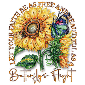 Butterfly Sunflower Calligraphy And Painting 30*30CM (canvas) Partial Special-Shaped Drill Diamond Painting